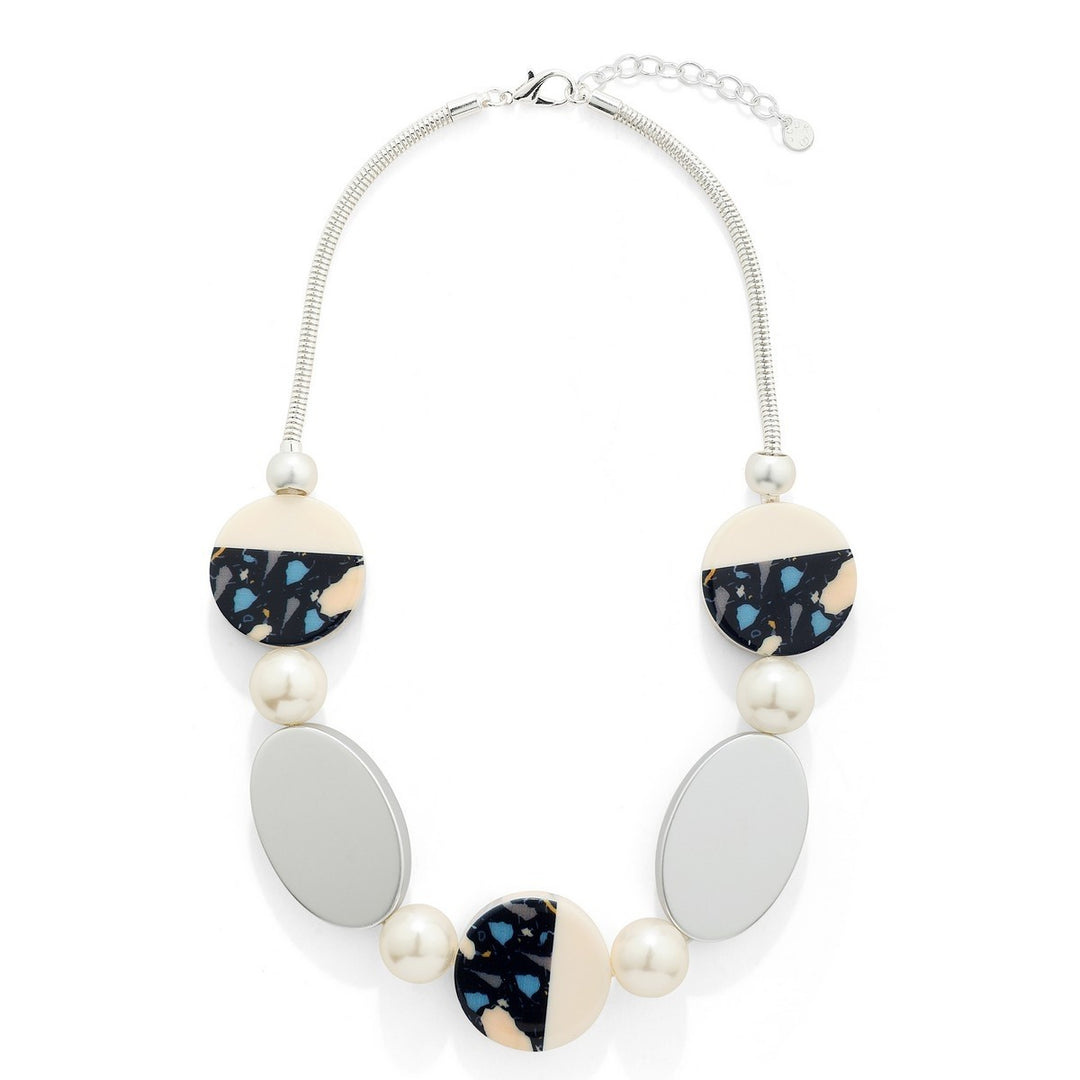 Coffee and Black Circle and Oval Shaped Beads Short Necklace - Vz Collection