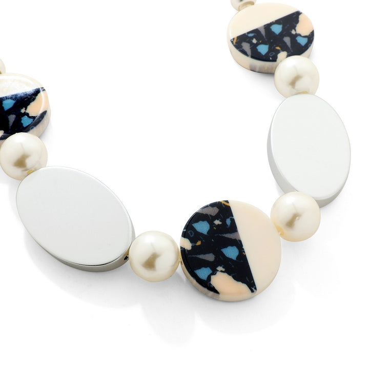 Coffee and Black Circle and Oval Shaped Beads Short Necklace - Vz Collection