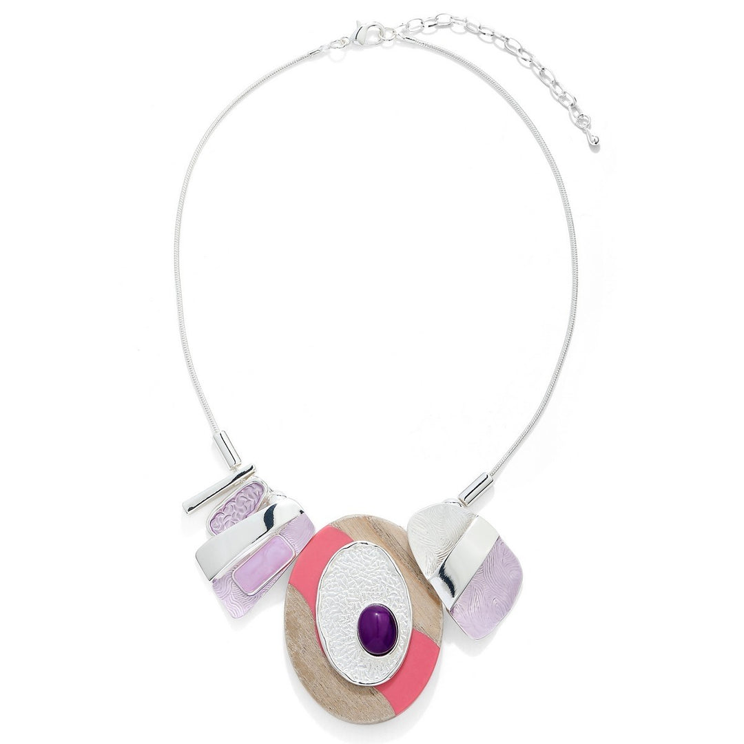 Oval Wooden Resin Bead Necklace - Vz Collection