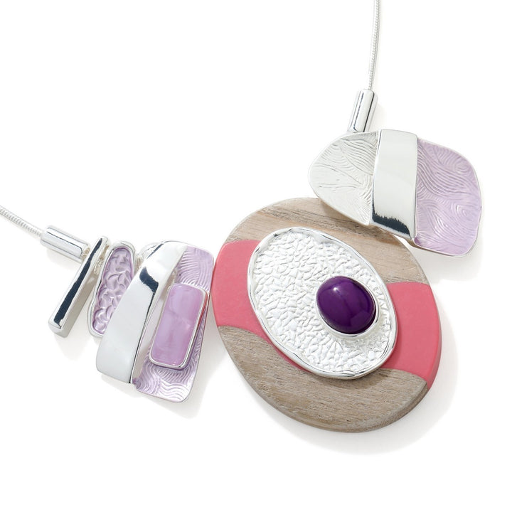 Oval Wooden Resin Bead Necklace - Vz Collection